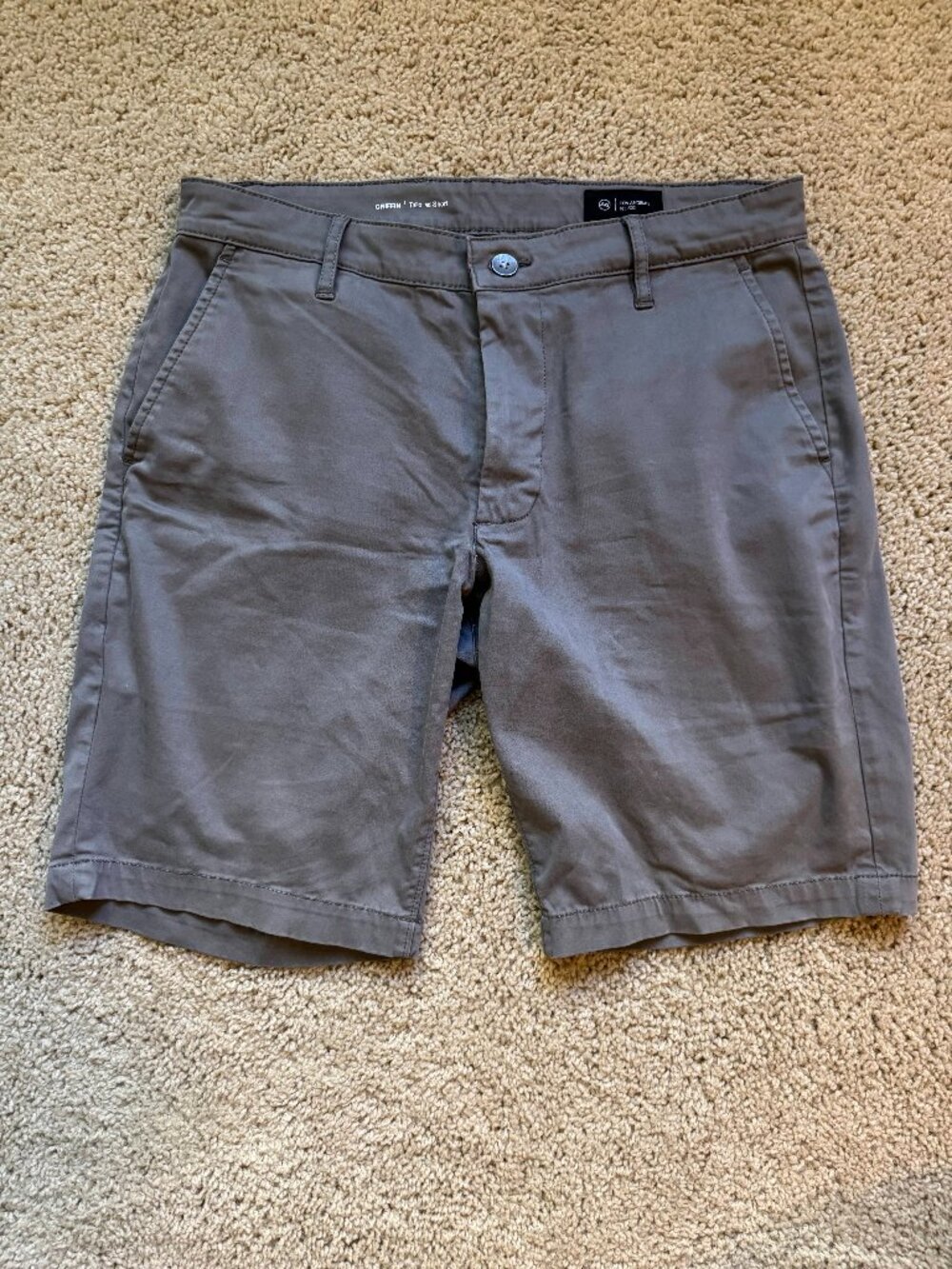 AG Adriano Goldschmied Griffin Tailored Shorts Men’s 32 Gray Stretch Chino